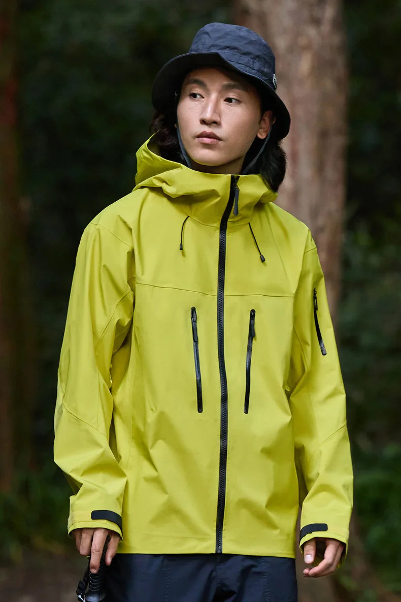 Wholesale Unisex 3 in 1 Laminated Waterproof Windproof Breathable Hard Shell Jacket Camping Hiking Fabric Hooded Stand Printed