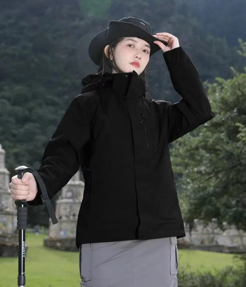 Men's and Women's Three in One Outdoor Hard Shell Jacket, High-end Windproof and Waterproof Hiking and Mountaineering Jacket