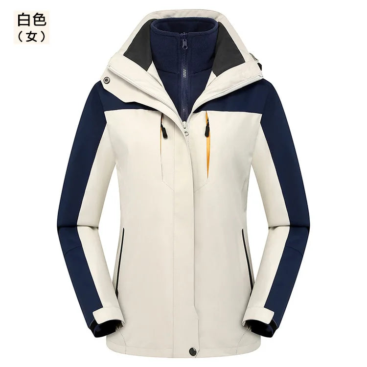 Autumn Winter Three-in-One Waterproof Overalls Men's and Women's Couples Thick Coat Zipper Closure Windbreaker Wholesale