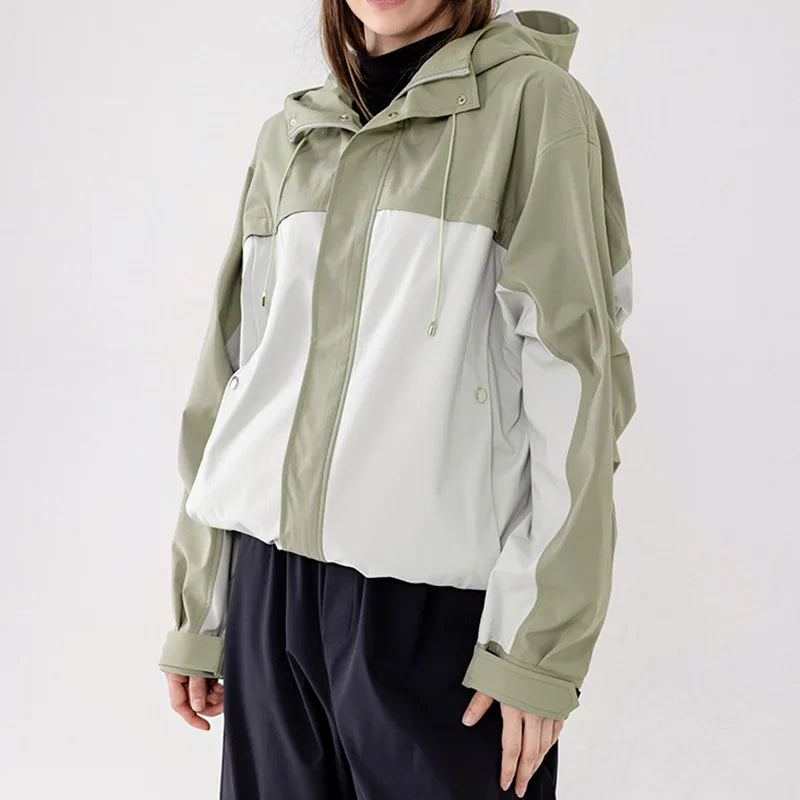 Casual Quilted Hood Jacket for Spring Outdoor Sports Waterproof Windproof Anti-Foul Zipper 3XL Size Woven Technique Solid