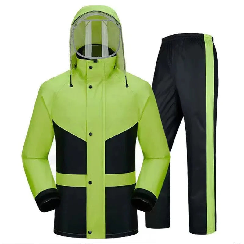 Waterproof Oxford Cloth Men's Motorcycle Raincoat Rain Pants Set Reflective Strips Simple Customizable Design for Outdoor