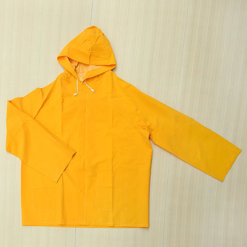 Heavy Duty Two Pieces PVC Polyester Rain Coat Water Proof Windproof Custom logo Adult Men Rain Suit