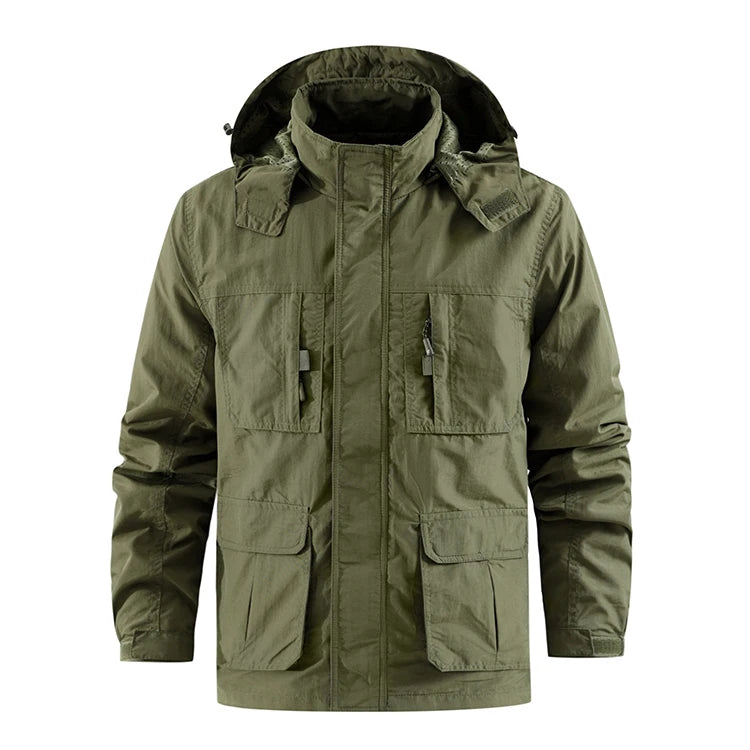 Men's Designer Nylon Soft Shell Windbreaker Jacket Embroidered Hooded Waterproof Windproof for Outdoor Spring Season Size 6XL