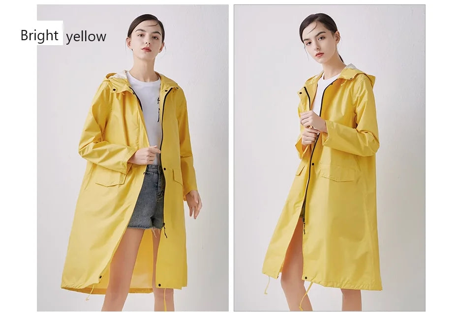 New Fashionable Trench Coat Style Solid Color Printed Raincoat for Outdoor Travel, Suitable for Adult Men and Women Couples