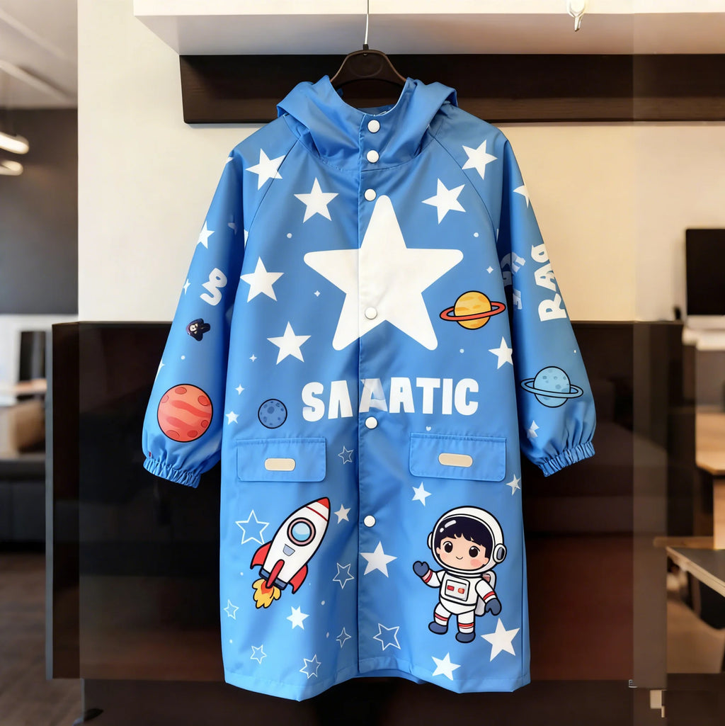 Lightweight Waterproof Raincoat Reusable Rain Gear for Outdoor Activities-Hiking Riding with Cartoon Print for Boys Girls School