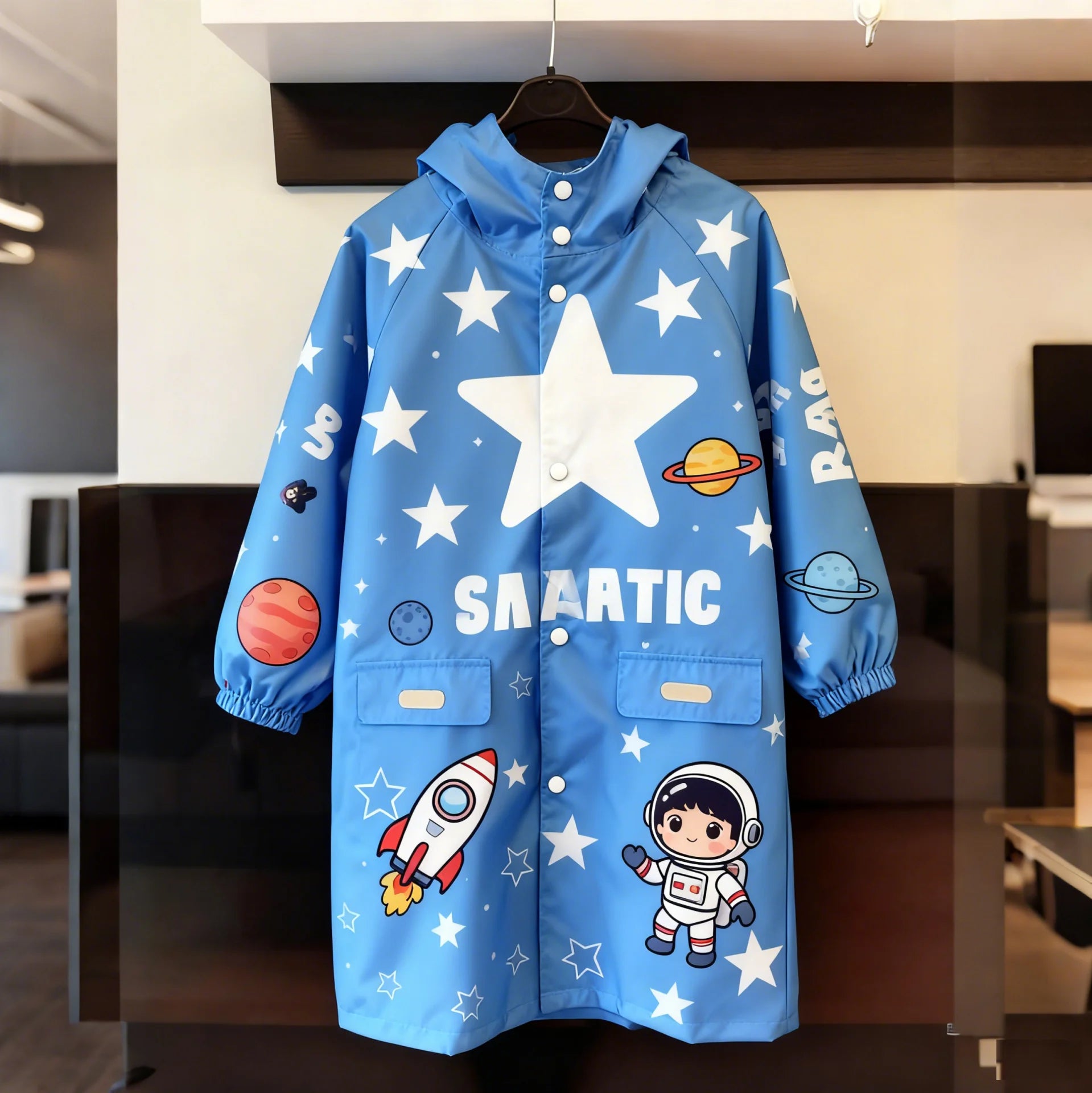 Lightweight Waterproof Raincoat Reusable Rain Gear for Outdoor Activities-Hiking Riding with Cartoon Print for Boys Girls School