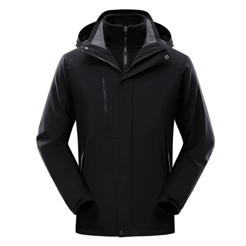 Waterproof Ski Jacket 3-in-1 Windbreaker Winter Coat Fleece Inner for Rain Snow