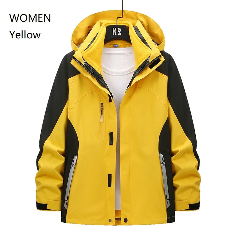 Women and Men Three-in-One Winter Ski Suit Waterproof Breathable Outdoor Work Clothes Two-Piece Set With Warm Jackets Raincoat