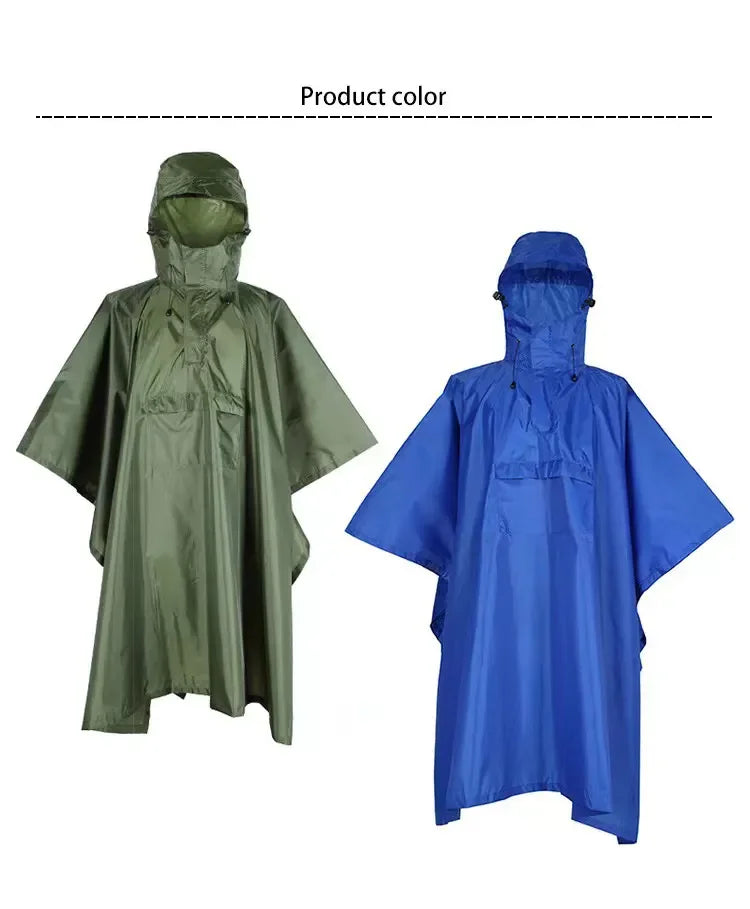 Custom Logo Adult Square Raincoat 100% Waterproof Winter Capes Ponchos Reusable Biodegradable Rain Poncho With Watertight Hood