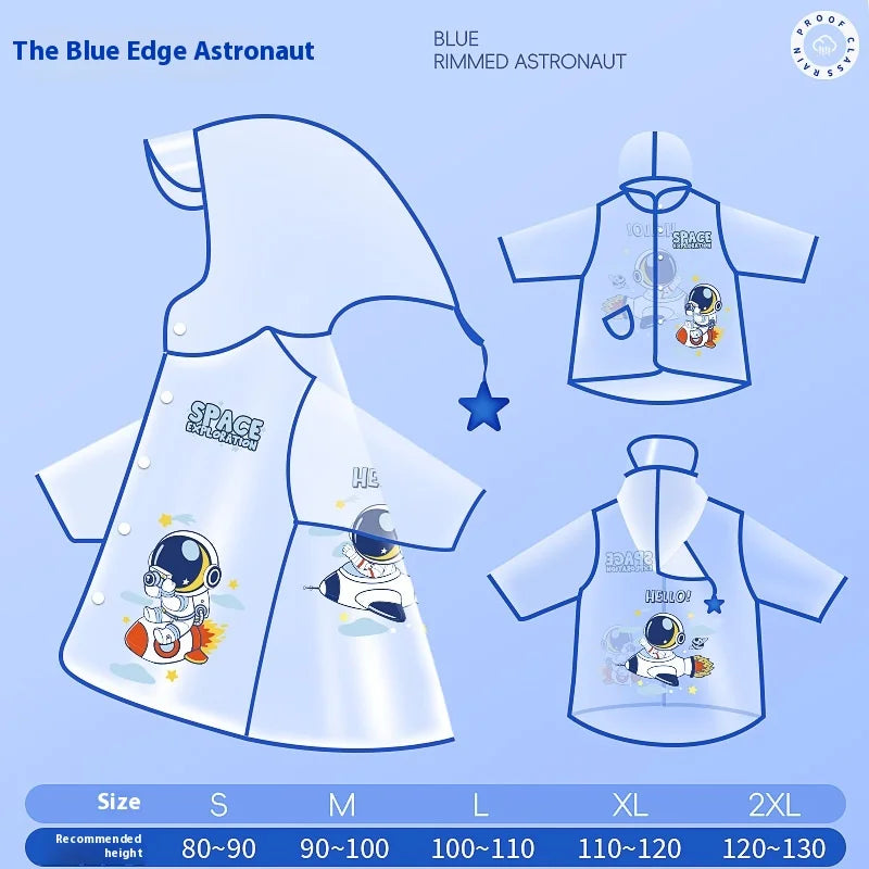 Cartoon Baby Dinosaur for Poncho Raincoat for Boys Girls EVA Waterproof Hat with Brim Rain Gauge for Primary School Kindergarten