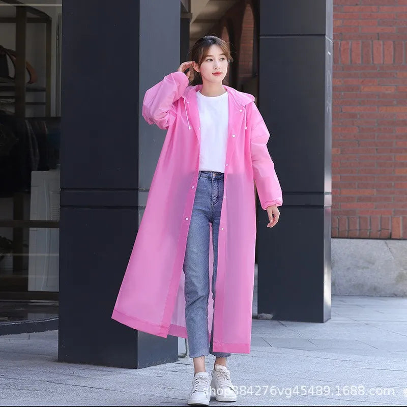 Unisex Adult Lightweight EVA PVC Rain Jacket Hooded for Poncho for Outdoor Hiking Survival Custom Vinyl Raincoat Waterproof