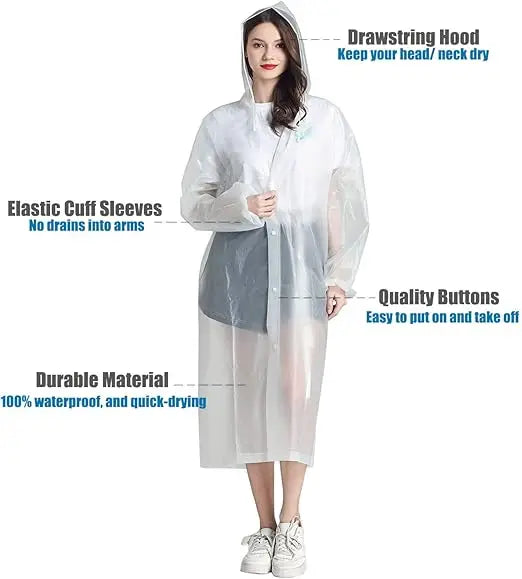 OEM Waterproof EVA Raincoat Poncho for Adults Reusable Windproof Packable Rain Jackets With Hood Drawstring Rainwear Men Women
