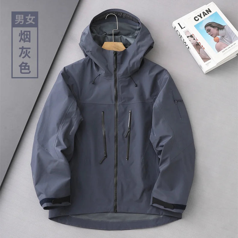 Men's Waterproof Stand Windbreaker Jacket Arm Zipper Breathable Adults Raincoat for Outdoor Walking Camping Riding Autumn Spring