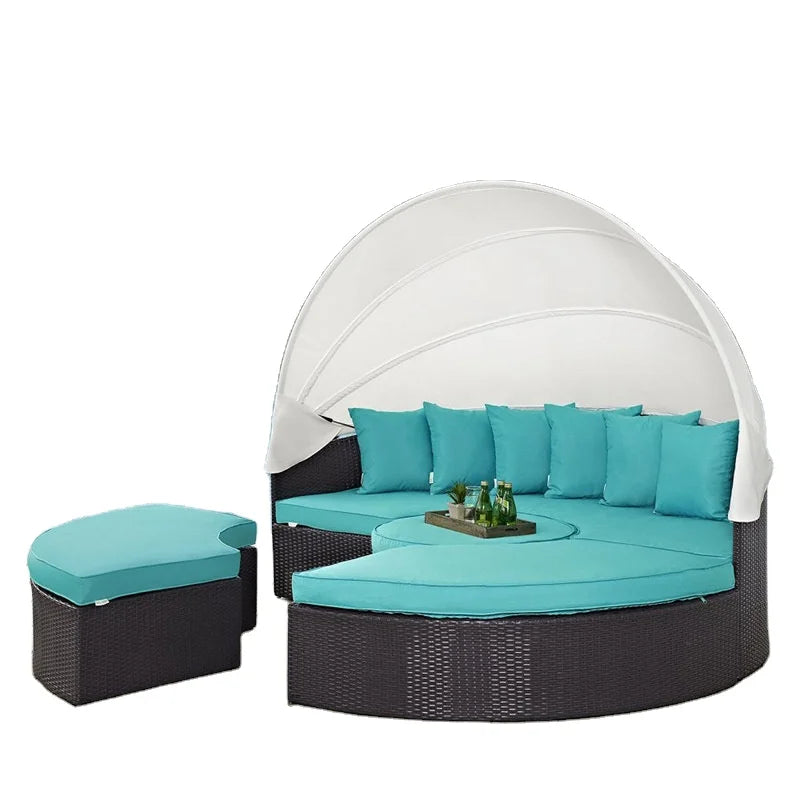 Modern Round Sofa Day Beds Outdoor Furniture Sun Loungers and Sun Beds for Relaxing for Hotels Parks Villas