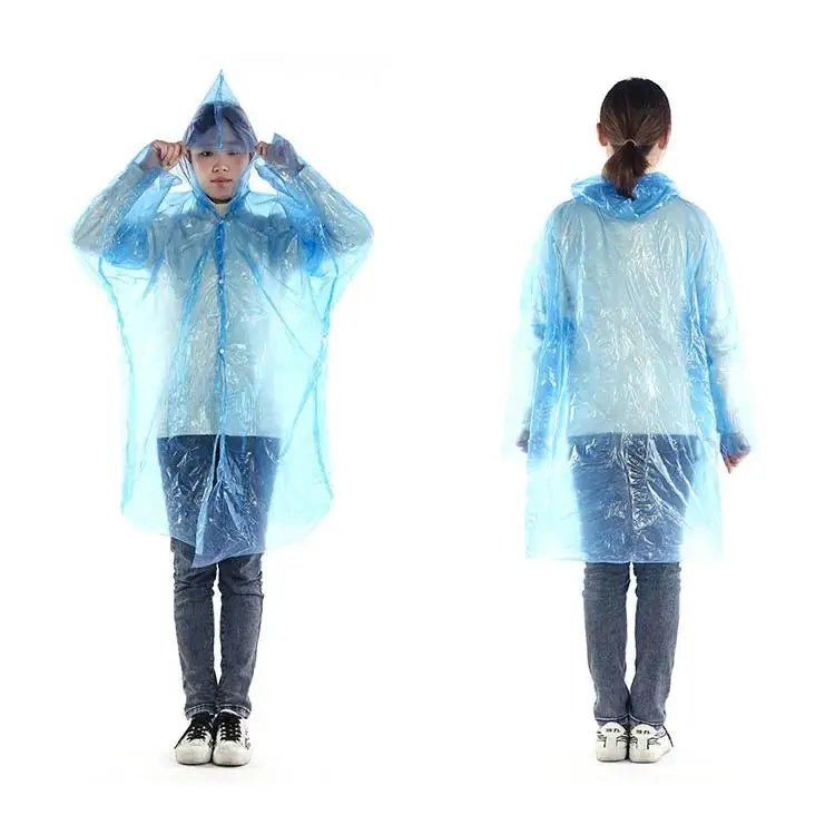 Free Sample Adults Disposable PE Rainwear Waterproof Emergency Poncho for Outdoor Hiking Plastic Raincoat