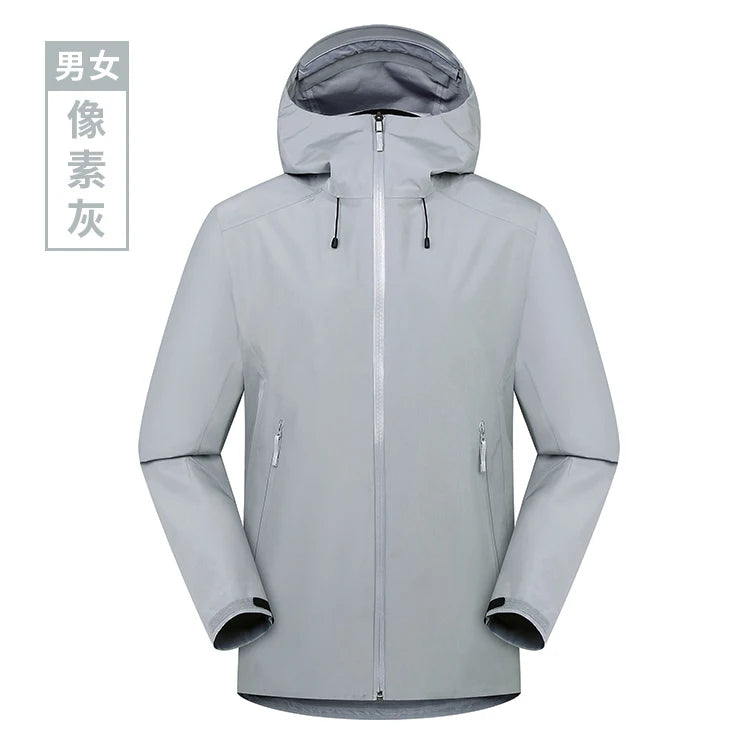 Men's Lightweight Stand Rain Jacket for Autumn Spring Breathable Hard Shell Coat Windproof 3D Embroidery Logo Zipper Prints for