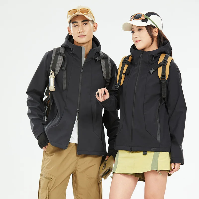 Wholesale Custom Logo Men's Softshell Winter Windbreaker Black Waterproof Polar Fleece Zipper Closure Casual Style Sizes 6XL