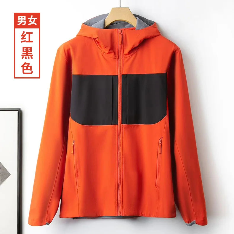 Unisex Fleeced Waterproof Bomber Jacket for Winter Hooded Stand Collar Embroidered Casual Zipper Closure
