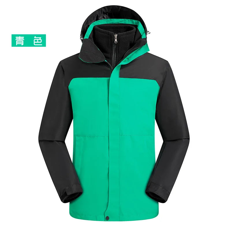 Women Parent-Child Outdoor Charge Three-in-One Jacket Set Detachable Fleece-Lined Thickened Two-Piece for Autumn Winter