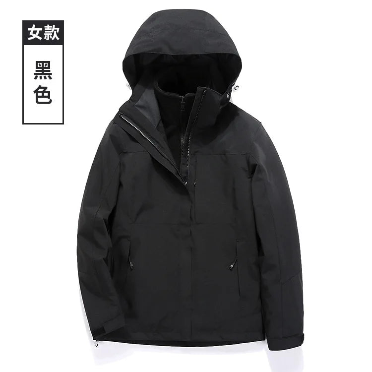 Men's and Women's Three-in-One Waterproof Windbreaker with Zipper Closure for Autumn/Winter Outdoor Sports Wholesale