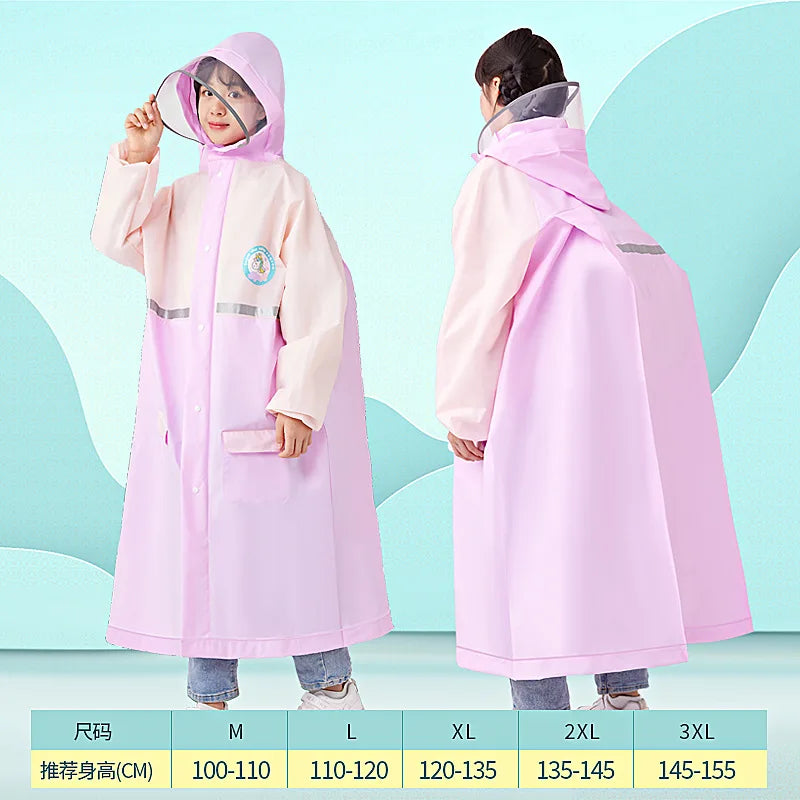 EVA Children's Raincoat, Boys' and Girls' Backpack Raincoat
