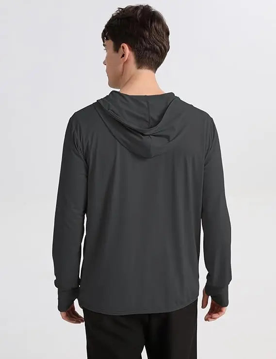 Men's UPF 50+ Sun Protection Outdoor Lightweight Full Zip Hoodie Rain Jacket Long Sleeve Fishing Hiking Performance Shirt