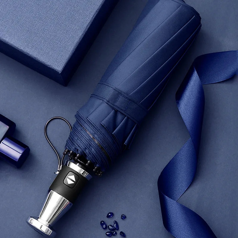 Wholesale Custom 3-Fold Luxury Branded Umbrella High Quality Super Strong Windproof With 10 Ribs UV Printing New Design Sunshade