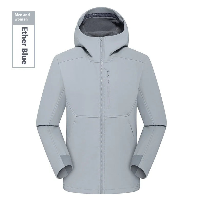 Men's Soft Shell Jacket Waterproof Windproof Autumn Winter Fleece Single Coat for Climbing Women's Mountain Gear