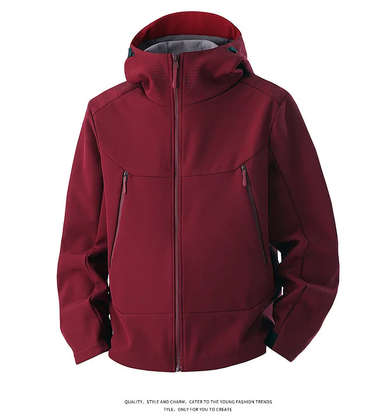 Winter Outdoor Solid Color Three-in-One Hooded Waterproof Jacket for Men and Women with Removable Two-Piece Set Logo Printing