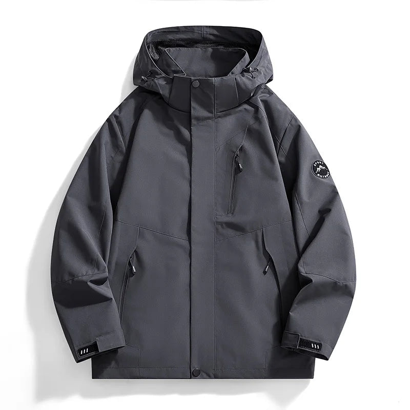 2025 Outdoor Three-in-One Coat for Men Women Hard Shell Soft Polyester Fill Stand Collar Zipper Closure XL-for Autumn Fitness