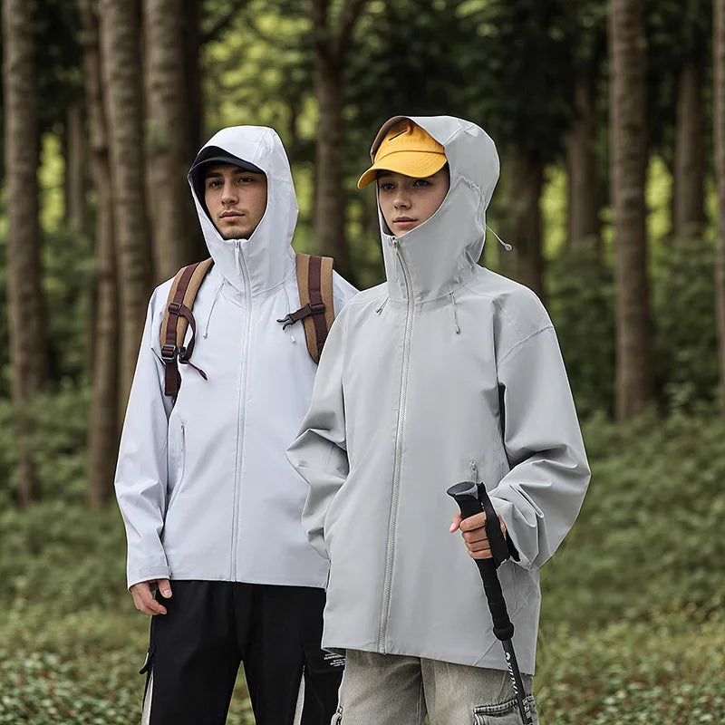 High Quality Waterproof Hooded Zipper Closure Windbreaker Jacket XL/3XL Stand Windproof Breathable for Winter Outdoor Raincoat