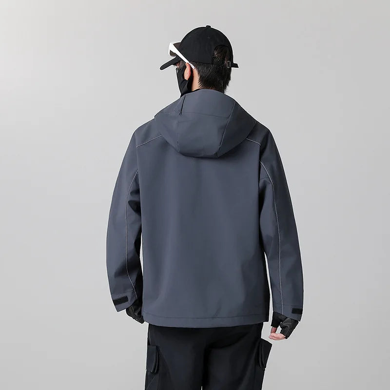 Urban Outdoor Functional Hard Shell Casual Stand Waterproof Breathable  Bomber Jacket Unisex Color Pocket