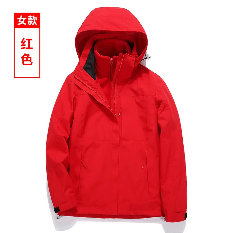 Men's and Women's Three-in-One Waterproof Windbreaker with Zipper Closure for Autumn/Winter Outdoor Sports Wholesale