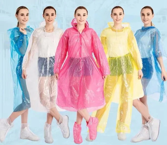 Wholesale Portable Disposable Rain Coat PP Ball Colorful Long Waterproof PE Emergency Plastic Poncho for Tours Business & Gifts