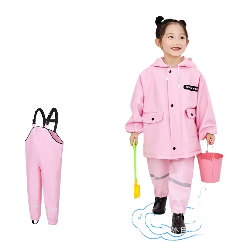 Kids' One-Piece Waterproof Raincoat EVA PU Rain Boots for Beach Sea-Driving Fishing Water for Boys' Kindergarten Camping Tours