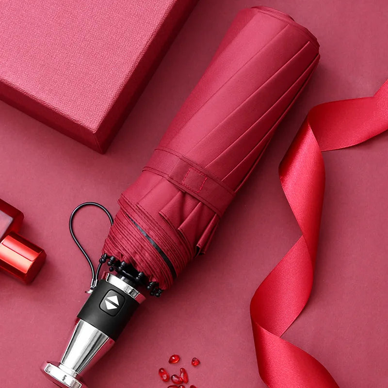 Wholesale Custom 3-Fold Luxury Branded Umbrella High Quality Super Strong Windproof With 10 Ribs UV Printing New Design Sunshade