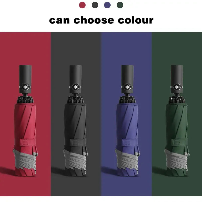 Waterproof Umbrella Custom Prints Business Gift Inverted Automatic 10 Ribs 3 Folding Umbrella Reflective Stripe