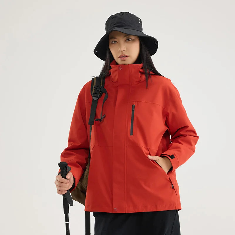 WAY Three-in-One Winter Overalls XL/3XL Size Solid Zipper Detachable Ski Coat Windproof Waterproof Warm Thickened Stand Collar