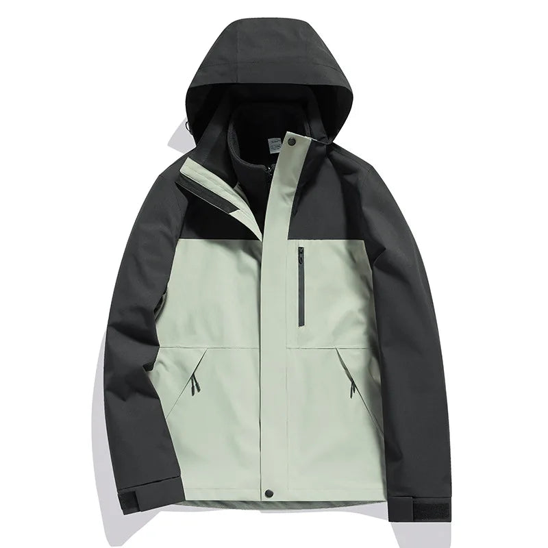 WAY Three-in-One Winter Overalls XL/3XL Size Solid Zipper Detachable Ski Coat Windproof Waterproof Warm Thickened Stand Collar