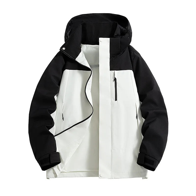 Unisex Women's 3XL Eco-Friendly Thick Windproof Waterproof Breathable Hiking Jacket Stand Collar Zipper Button Solid Outdoor