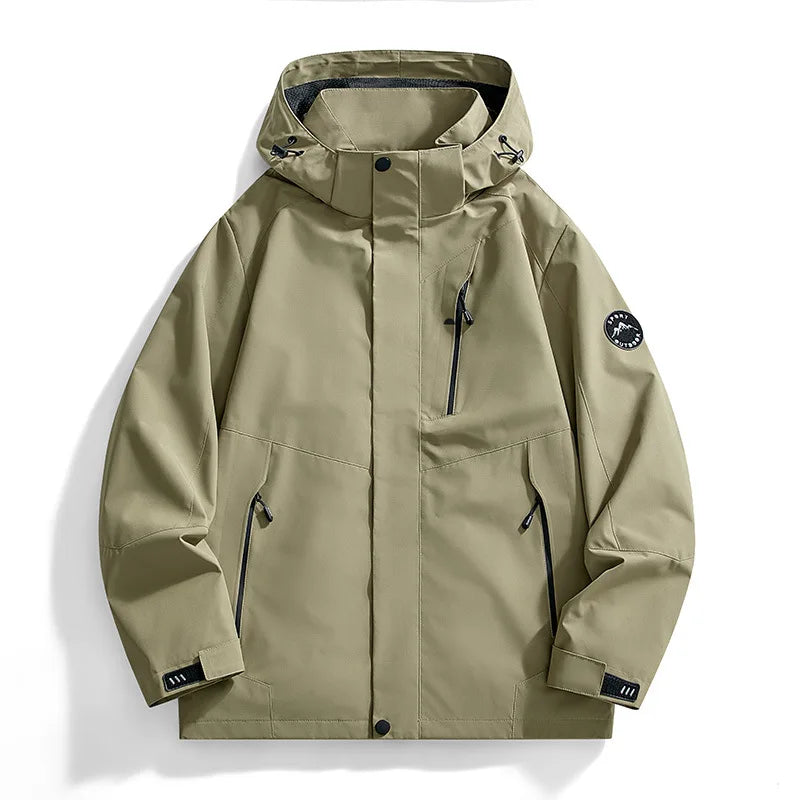 2025 Outdoor Three-in-One Coat for Men Women Hard Shell Soft Polyester Fill Stand Collar Zipper Closure XL-for Autumn Fitness