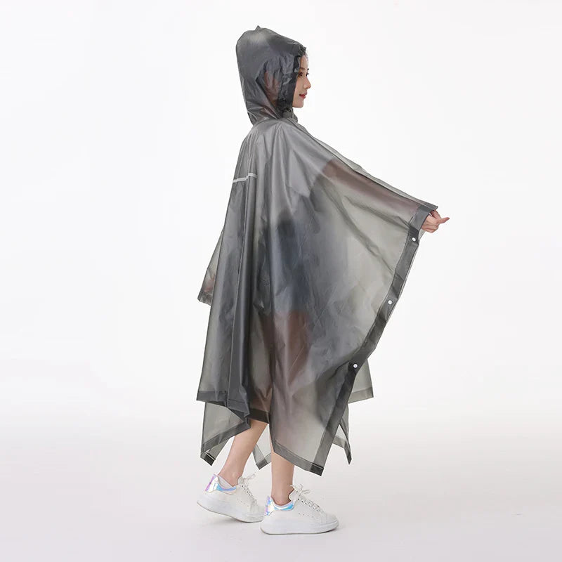 Eco-Friendly 3 in 1 EVA Rain Poncho Waterproof Rain Cape With Reflective Strip for Outdoor Hiking & Camping Durable Windproof