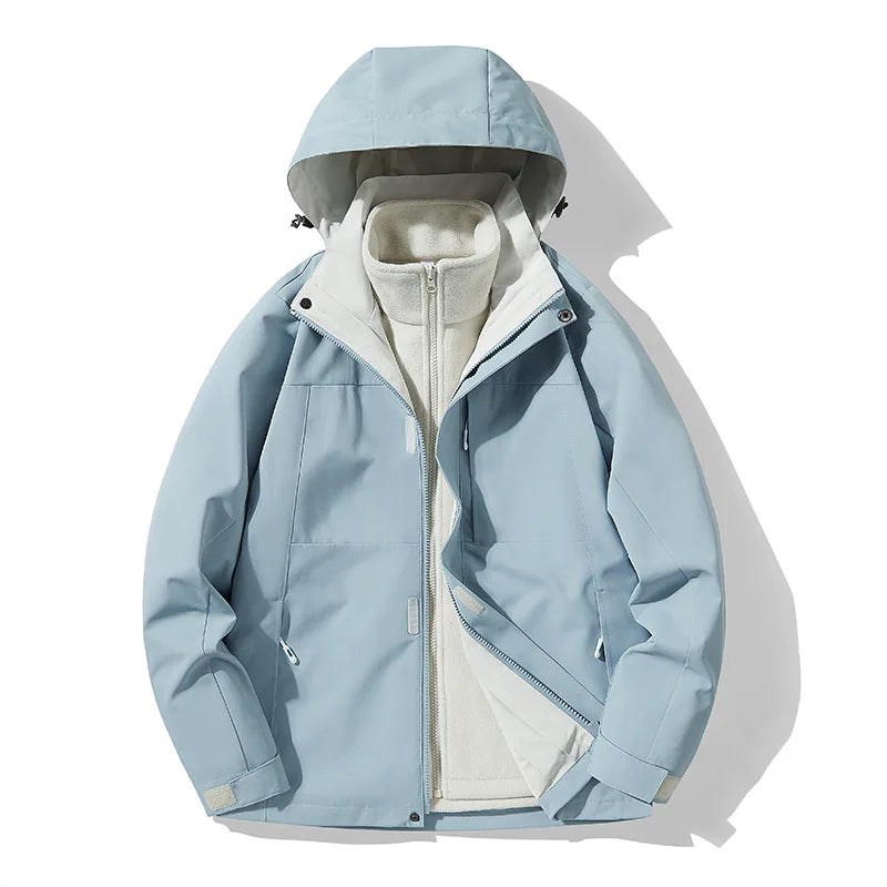 Unisex Waterproof Hard Shell Outdoor Windbreaker Jacket Breathable for Windproof Solid Color Hood Zipper Thin Oversized