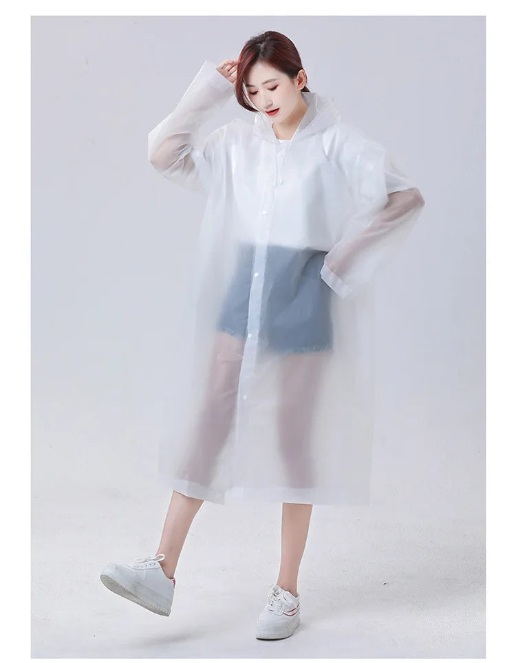 Rain Poncho Waterproof Hooded Long Clear Raincoat for Adults Men and Women Rainwear Reusable EVA Unisex Camping Outdoor Event