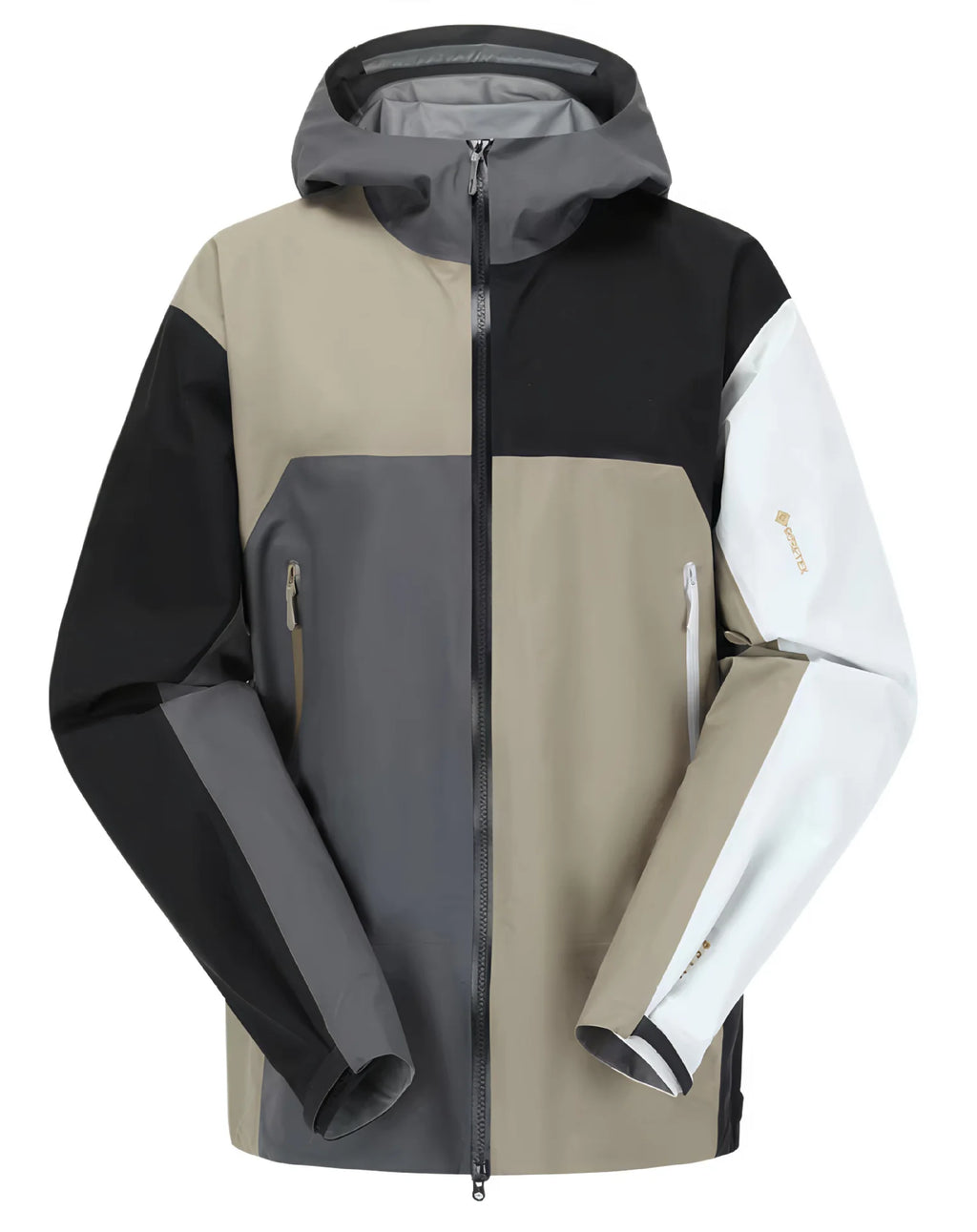 High Quality Outdoor Hard Shell Expedition Hiking Jacket Windproof Hoodie Stand Collar Zipper Water Resistant Print for Autumn