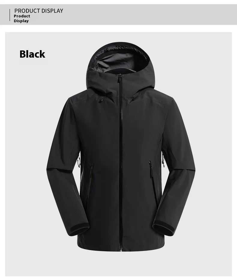 Men's Lightweight Stand Rain Jacket for Autumn Spring Breathable 3D Embroidery Logo Zipper Prints Outdoor Plain Hardshell