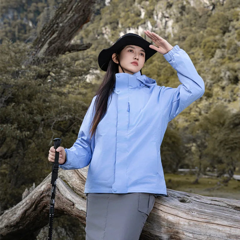 Men's and Women's Three in One Outdoor Hard Shell Jacket, High-end Windproof and Waterproof Hiking and Mountaineering Jacket