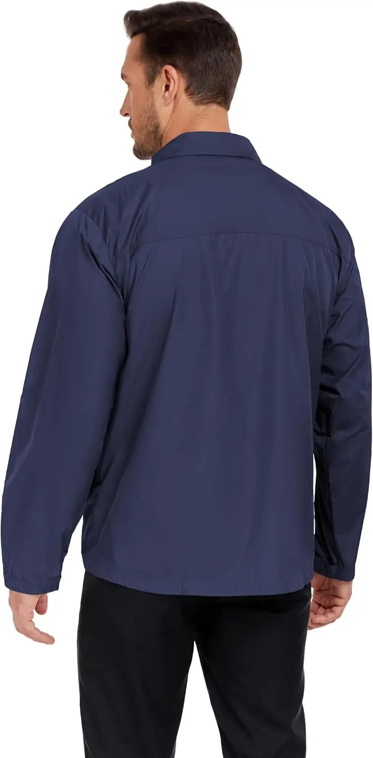 Mens Casual Winter Windbreaker Jackets Lightweight Travel Packable Breathable Stand Collar Zipper Closure Jacket