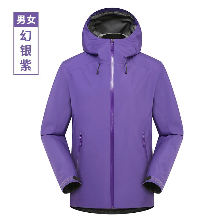 AOUNADA Softshell Waterproof Autumn Unisex Loose Fit Jacket with Zipper Closure for Skiing and Mountaineering