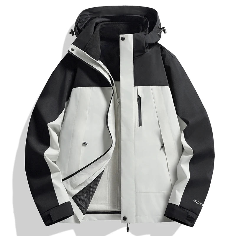 Unisex Women's 3XL Eco-Friendly Thick Windproof Waterproof Breathable Hiking Jacket Stand Collar Zipper Button Solid Outdoor